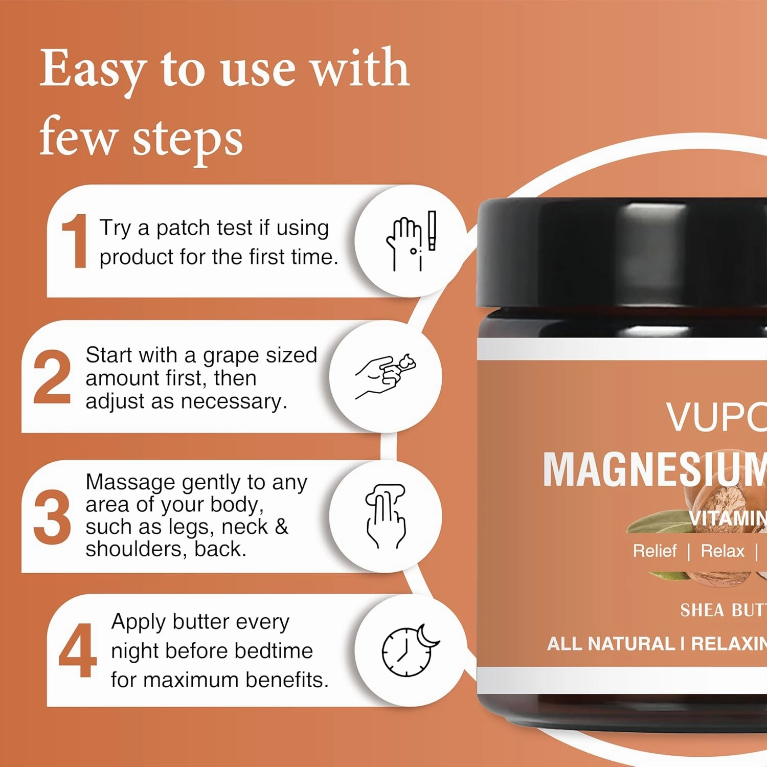 Magnesium Cream for Sleep, Muscle Soreness & Cramps Relief with Vitamin E, Shea Butter - Topical Magnesium Lotion for Calm (4 fl, Shea Butter)