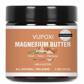 Magnesium Cream for Sleep, Muscle Soreness & Cramps Relief with Vitamin E, Shea Butter - Topical Magnesium Lotion for Calm (4 fl, Shea Butter)