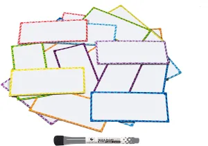 Magnetic Dry Erase Labels - 32 Pcs Large - 5.5 x 2.5 inches   Dry Erase Marker - Multipurpose Sticky Labels for Whiteboards, Refrigerator, Office and Classroom