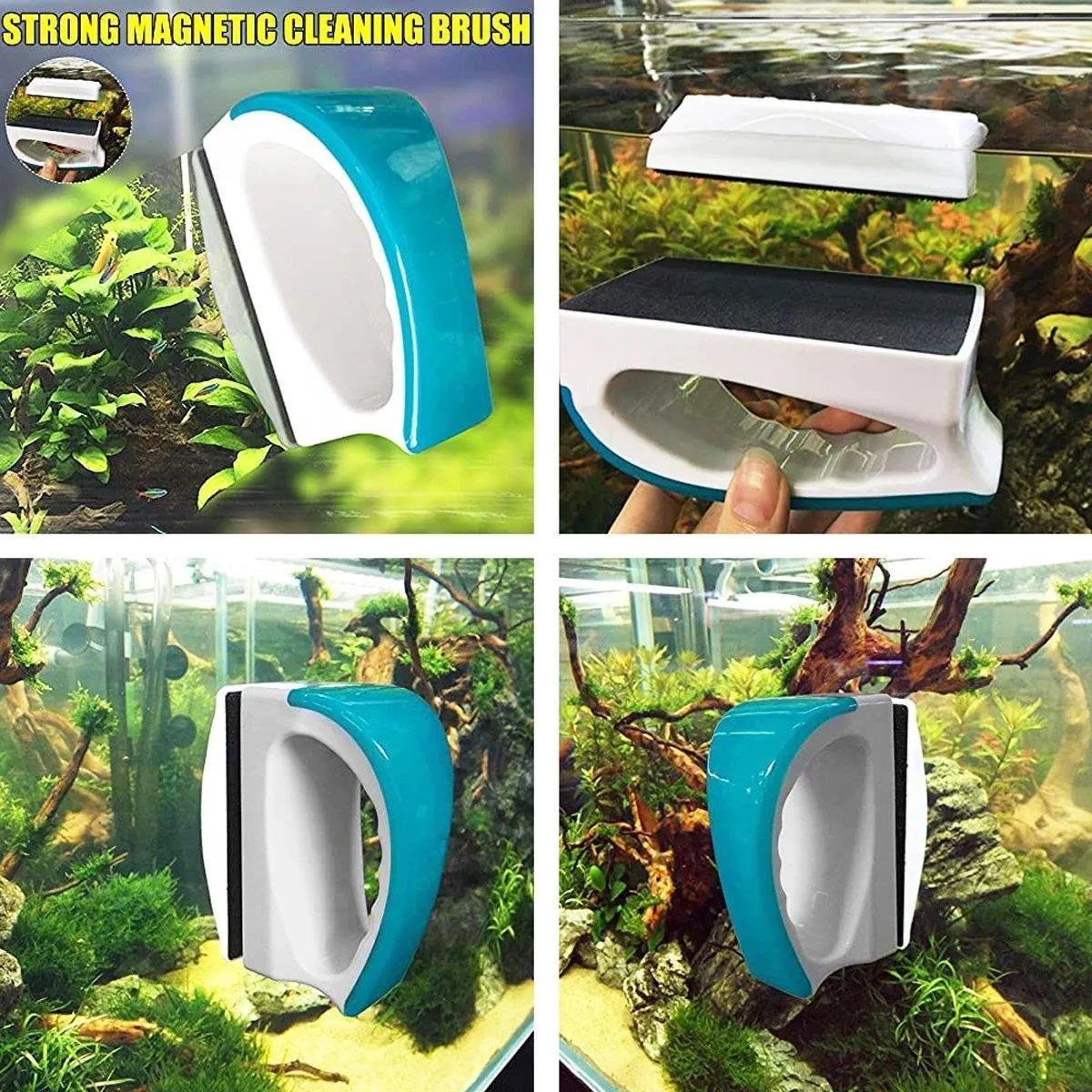 Magnetic Fish Tank Brush Algae Magnet Aquarium Cleaning Glass Aquatic Cleaner