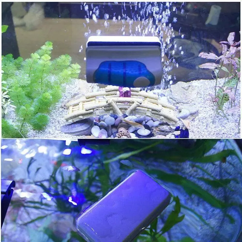 Magnetic Fish Tank Brush Algae Magnet Aquarium Glass Aquatic Cleaner Cleaning Au