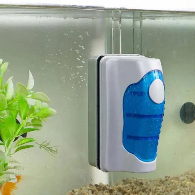 Magnetic Fish Tank Brush Algae Magnet Aquarium Glass Aquatic Cleaner Cleaning Au