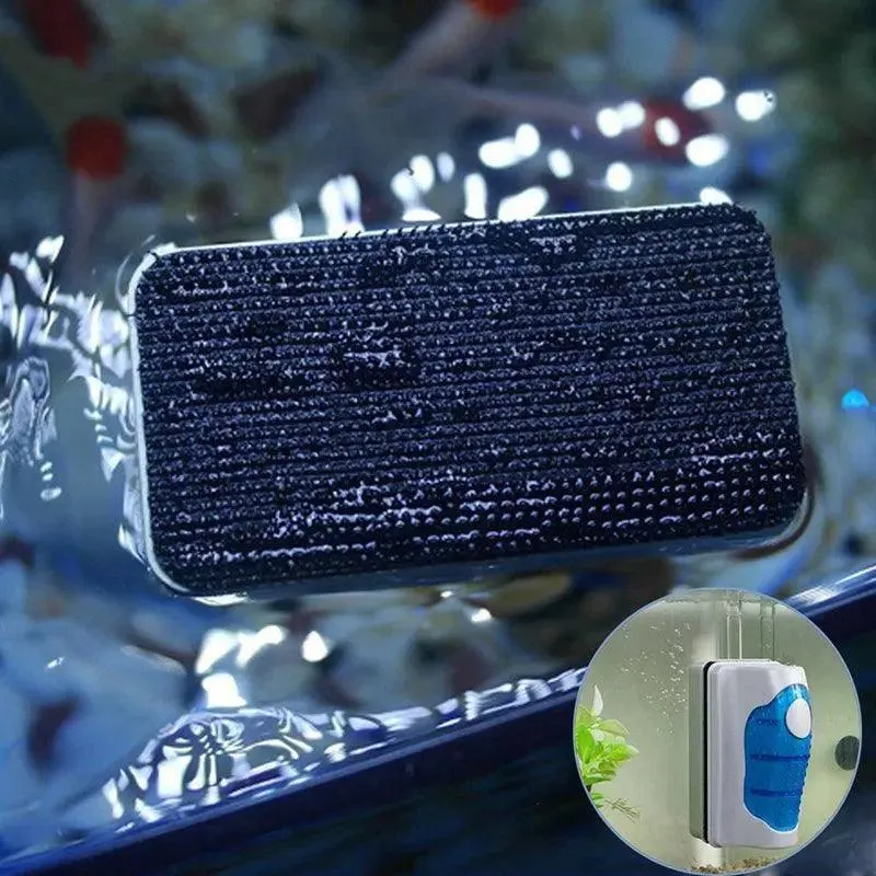 Magnetic Fish Tank Brush Algae Magnet Aquarium Glass Aquatic Cleaner Cleaning Au