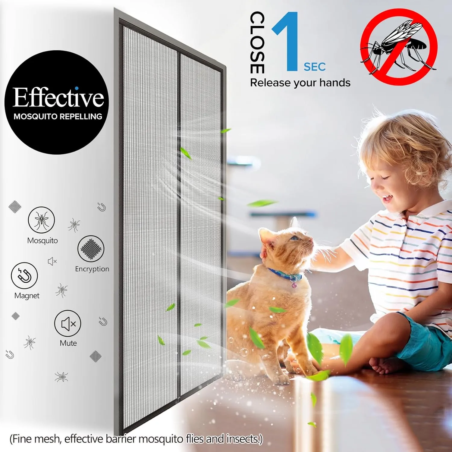 Magnetic Screen Door with Upgraded PET Material Mesh- Easy Installation, Tear-Resistant, Pet and Kid Friendly Screen 35“X80” Fit Door Size 32"X78"