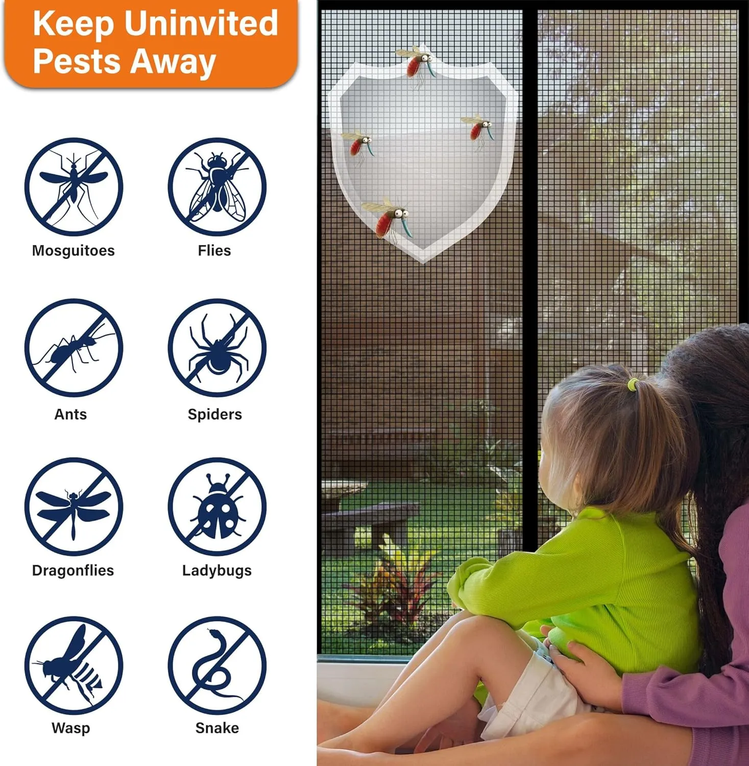 Magnetic Screen Door，Fiberglass Screen Door Mesh，Keep Bugs Out, Heavy-Duty Mesh Curtain,Pet and Kid Friendly, Works with Front Doors, Sliding Doors（38x83 Inch Fiberglass