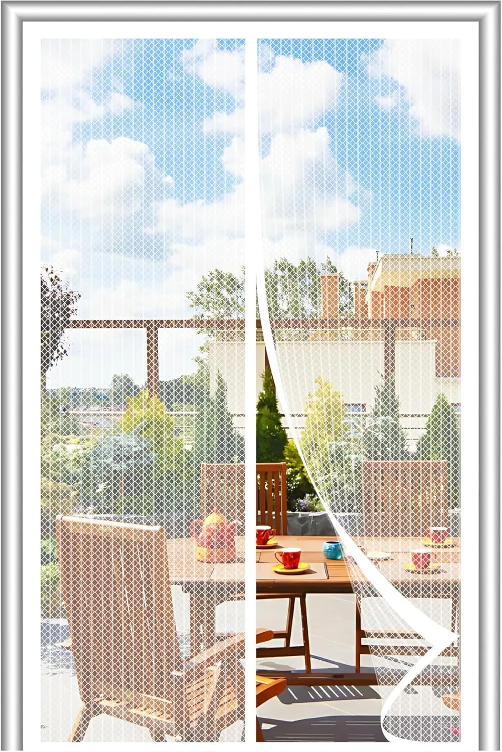 Magnetic Screen Door，Screen Door Mesh，Keep Bugs Out, Heavy-Duty Mesh Curtain,Pet and Kid Friendly, Works with Front Doors, Sliding Doors（38x82 Inch White