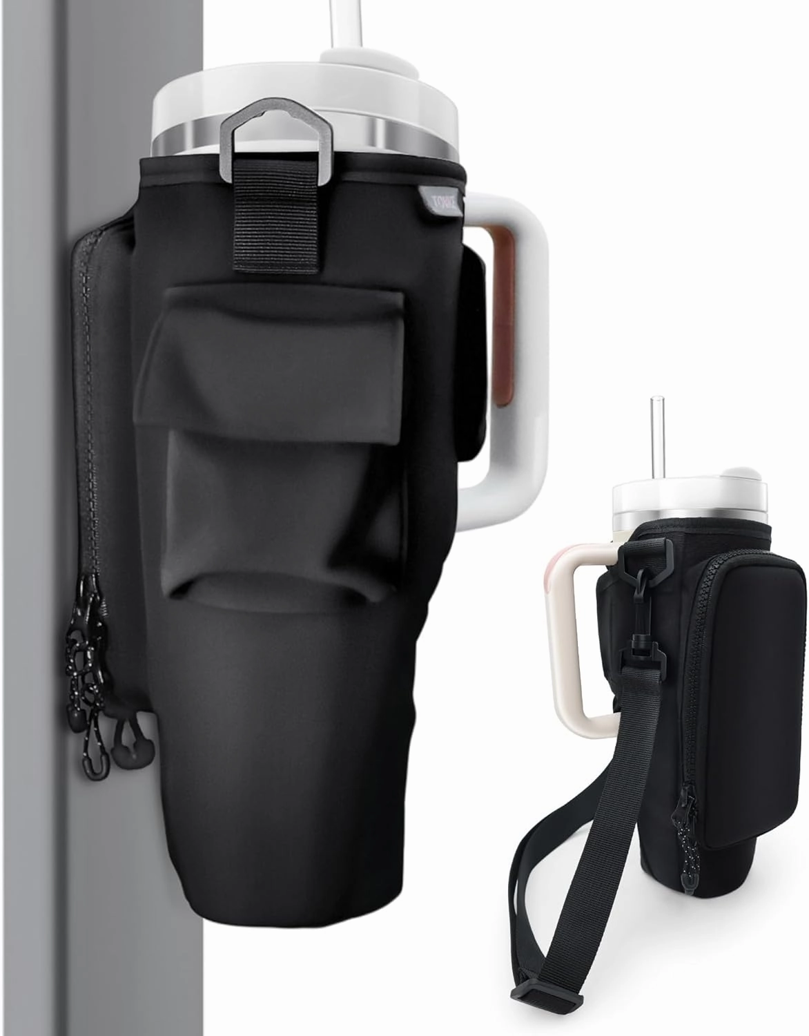 Magnetic Gym Bag for Stanley Cup, 30 & 40 oz Stanley Carrier with Strap, Magnetic Water Bottle Holder for Women & Men, Cool Gym Stuff, Compatible with Simple Modern (Black)