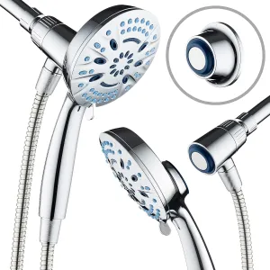 Magneton High-Pressure 8-mode Handheld Shower Head with Magnetic Guidance Docking System - 2 Magnetic Brackets, 5 inch Face, Hygienic Jets, 6 ft. Stainless Steel Hose/All Chrome Finish