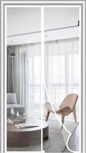MAGZO Magnetic Screen Door Mesh, 36'' x 80'', High-Density Fiber Net Netting Curtain Tear-Resistant, Pet Friendly, Walk Through Freely Magnets, Fits for Sliding Glass/Patio/Front/Back Doors, White