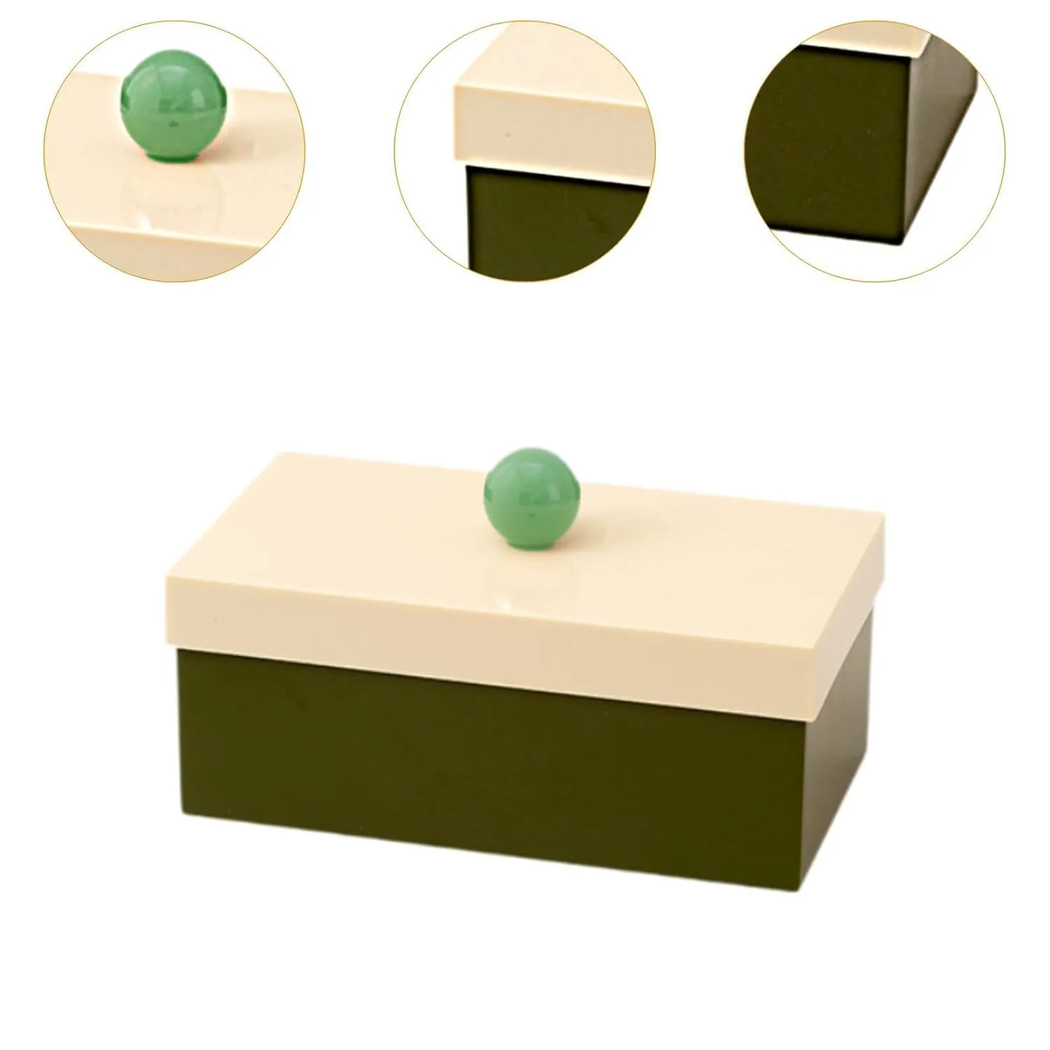 Makeup Pad Storage Box Cotton Pad Organizer with Lid Storage Container Cotton Pad Dispenser Qtip Holder Dispenser for Vanity, Green Handle
