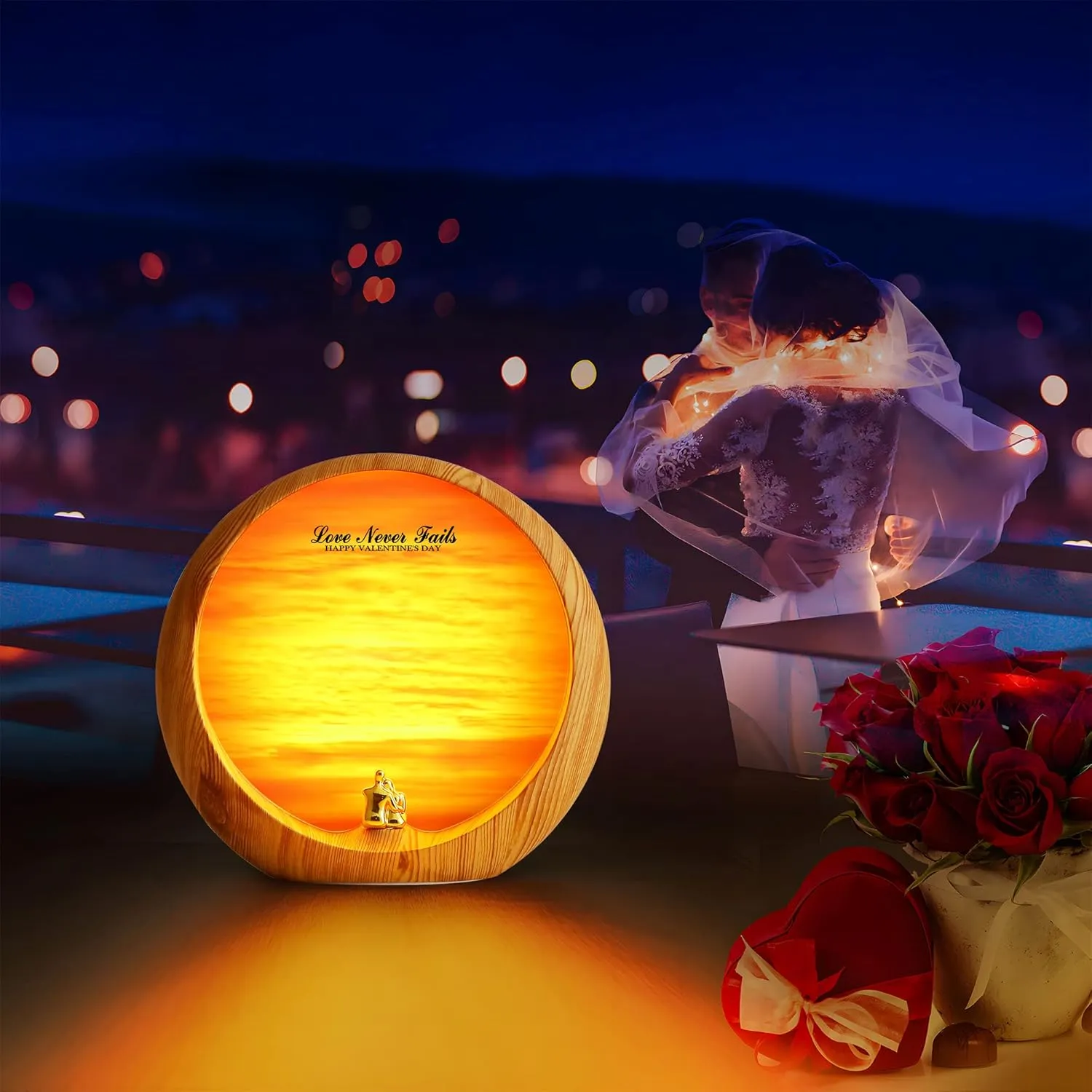 mamre Golden Sunset Lamp Home Decorations Table Lamp Gifts for Wedding Anniversary Valentine's Day Mother's Day Birthday(Golden Sunset)