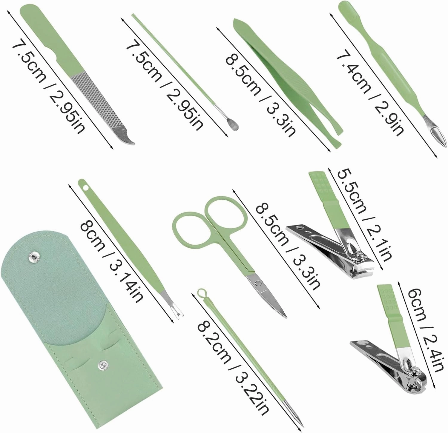 Manicure Set Bulk, Nail Clippers Kit Stainless Steel Fingernail Clippers Set, Sturdy Nail Tip Cutter Trimmers Professional Grooming Toenail Clippers Personal Pedicure Kits Gift (10 Pack 9 in 1)