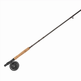 Martin Caddis Creek Fly Fishing Rod and Reel Combo, 9-Foot 2-Piece Fiberglass Rod, Moderate Fast Action, Single Action Fly Reel, Aluminum Frame and Spool, Interchangeable Retrieve, Brown