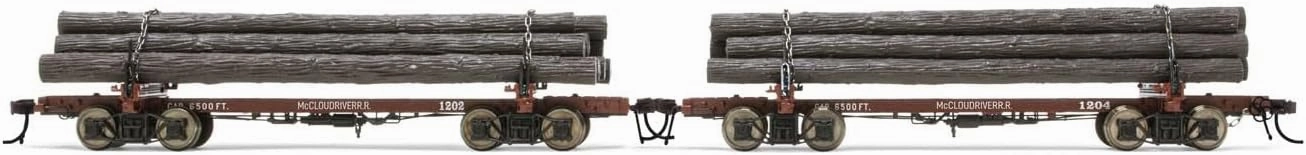 McCloud River Railroad Skeleton Log Cars #1202 & #1204 HO Scale Two-Pack Model Train Lumber Rail Cars HR6627