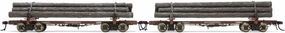 McCloud River Railroad Skeleton Log Cars #1202 & #1204 HO Scale Two-Pack Model Train Lumber Rail Cars HR6627