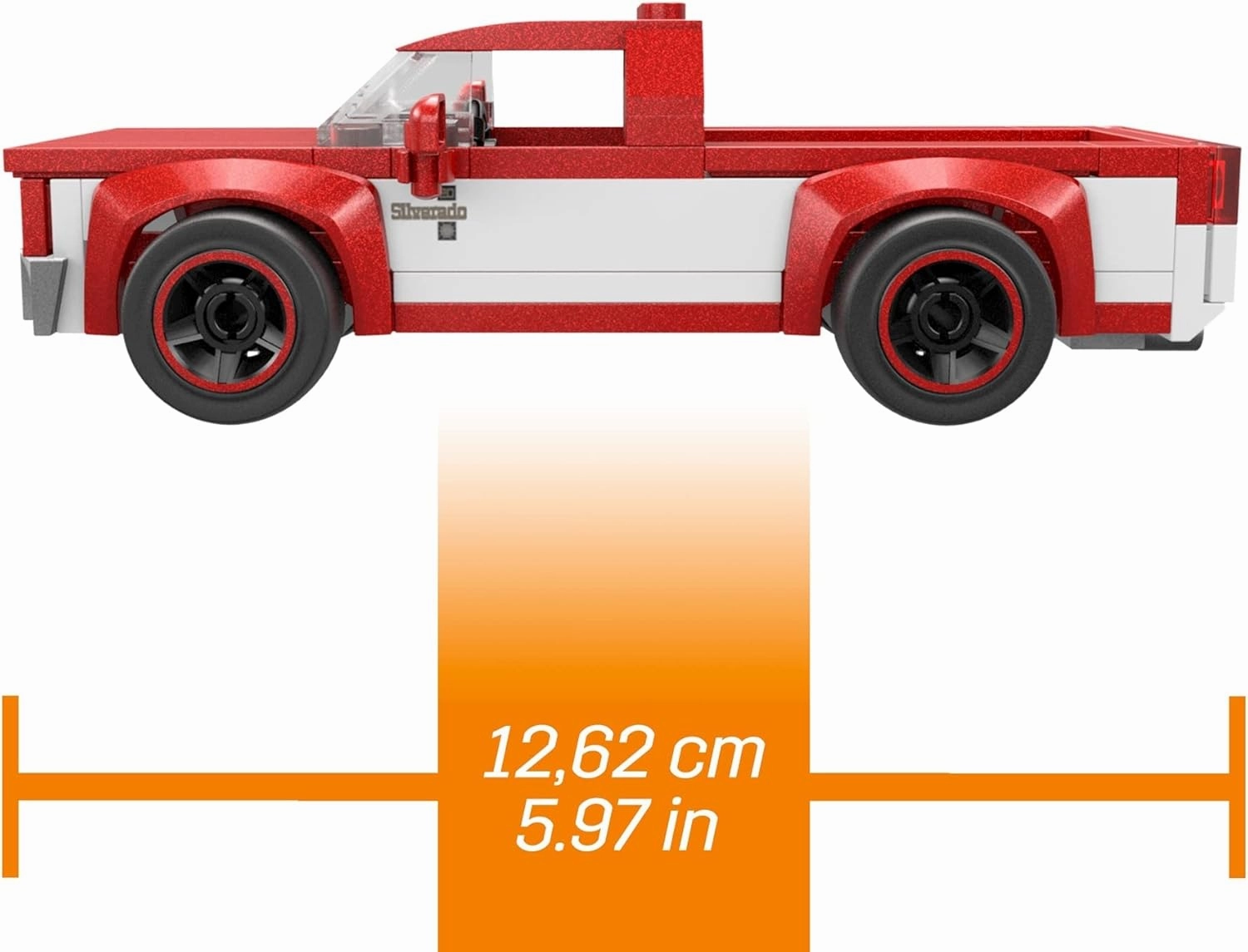 MEGA Hot Wheels Building Toy Race Car Playset, 83 Chevy Silverado with 89 Pieces, 1 Micro Action Figure Driver, Red, Kids Age 5  Years