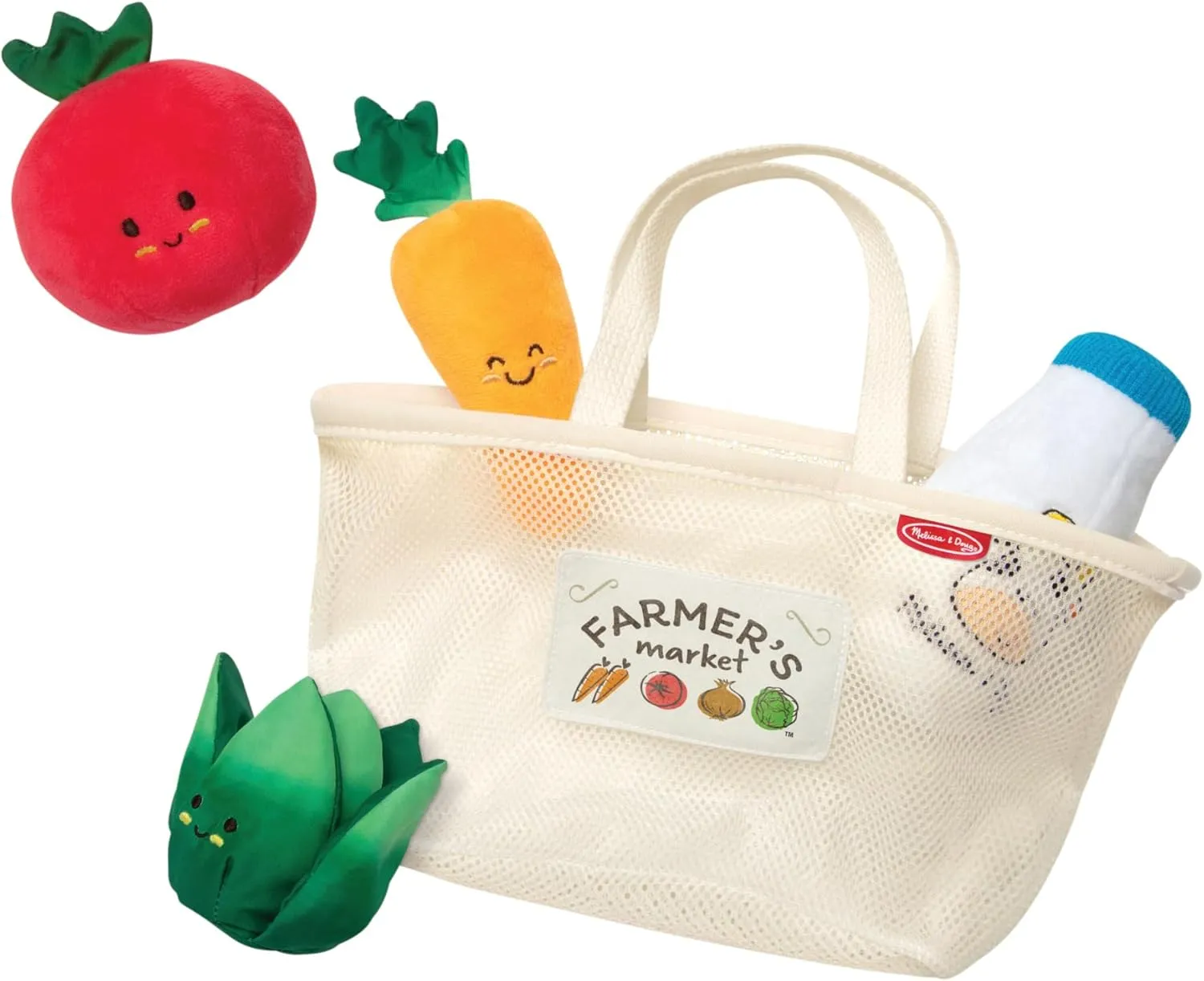 Melissa & Doug Multi-Sensory Market Basket Fill & Spill Infant Toy - Play Food Menus, Pretend Play Grocery Toys, Sorting And Stacking Toys, Multi-Sensory Toys For Infants And Toddlers Ages 1 