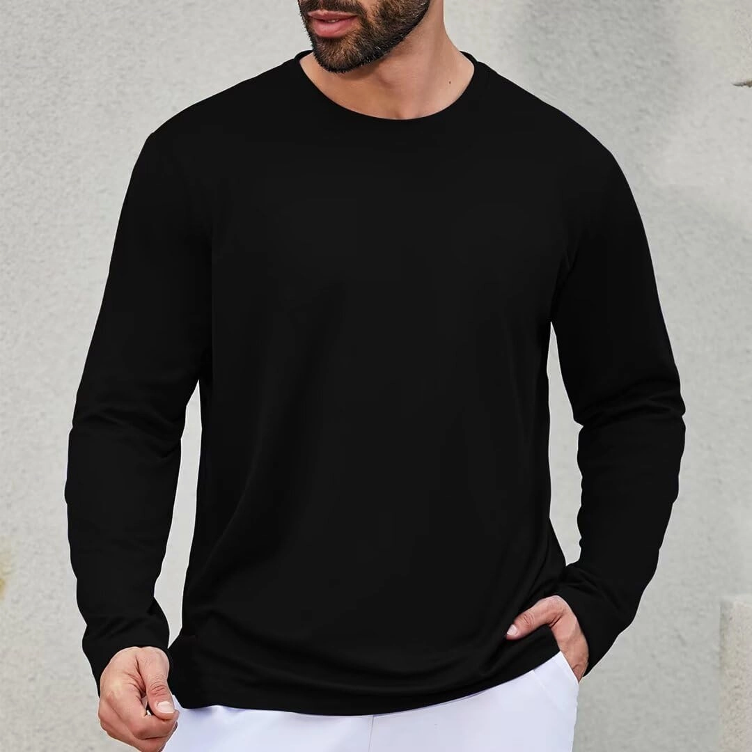 Men's Pack Dry-Fit UV Moisture Wicking Shirts UPF 50  Breathable Long Sleeve Tees Sun Protection T-Shirt with Hood
