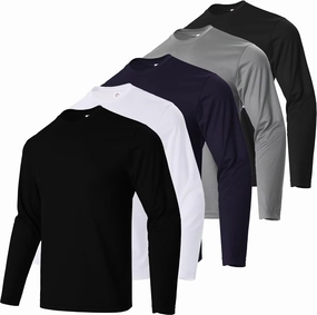 Men's Pack Dry-Fit UV Moisture Wicking Shirts UPF 50  Breathable Long Sleeve Tees Sun Protection T-Shirt with Hood
