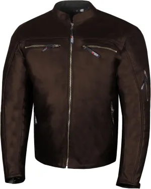Men's REVOLT Premium Buffalo Natural Leather Motorcycle Jacket - CE Armor, Vented, Removable Liner, Concealed Carry Pockets - Cruiser Retro Touring Biker Jacket Brown XL