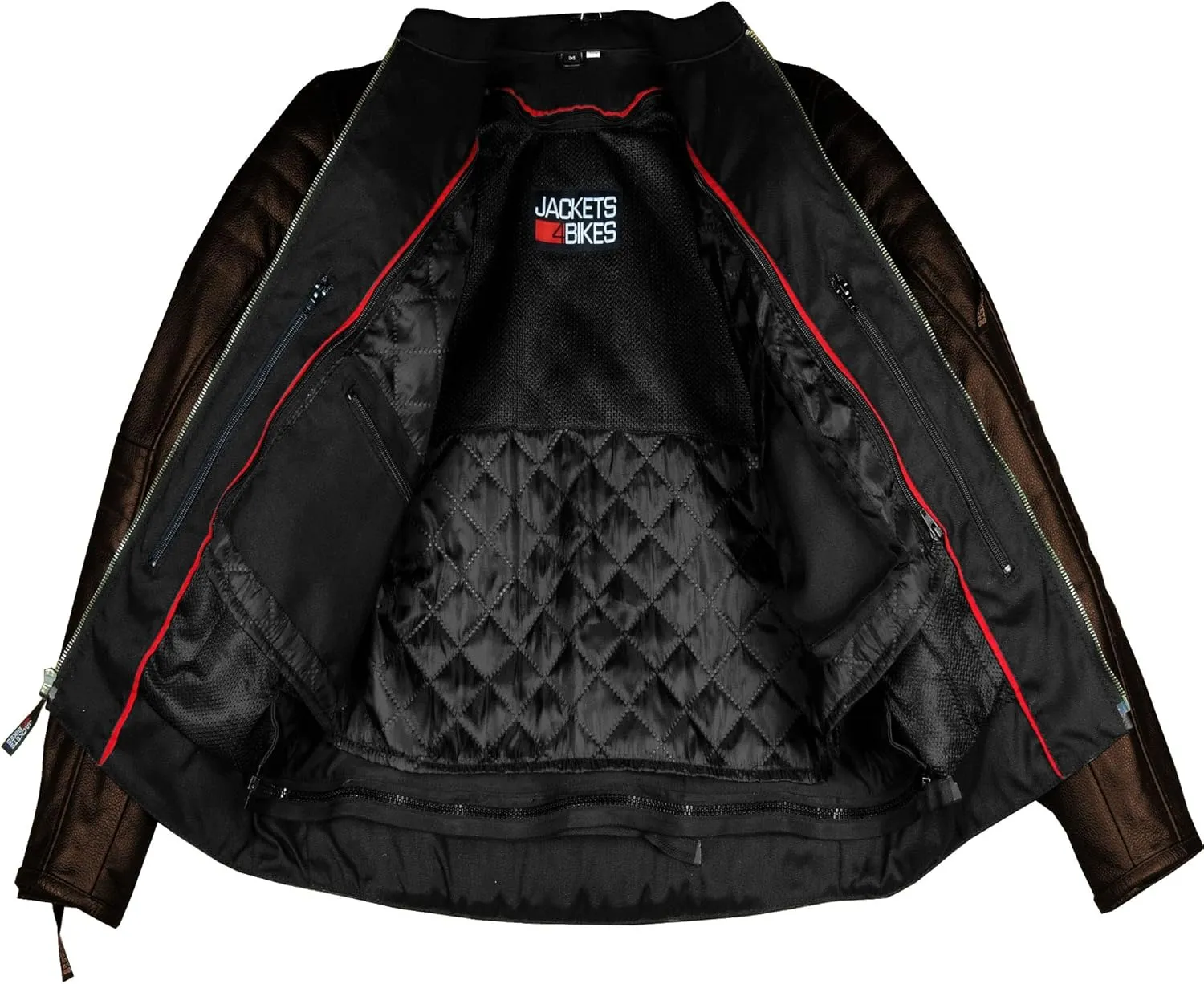 Men's REVOLT Premium Buffalo Natural Leather Motorcycle Jacket - CE Armor, Vented, Removable Liner, Concealed Carry Pockets - Cruiser Retro Touring Biker Jacket Brown XL