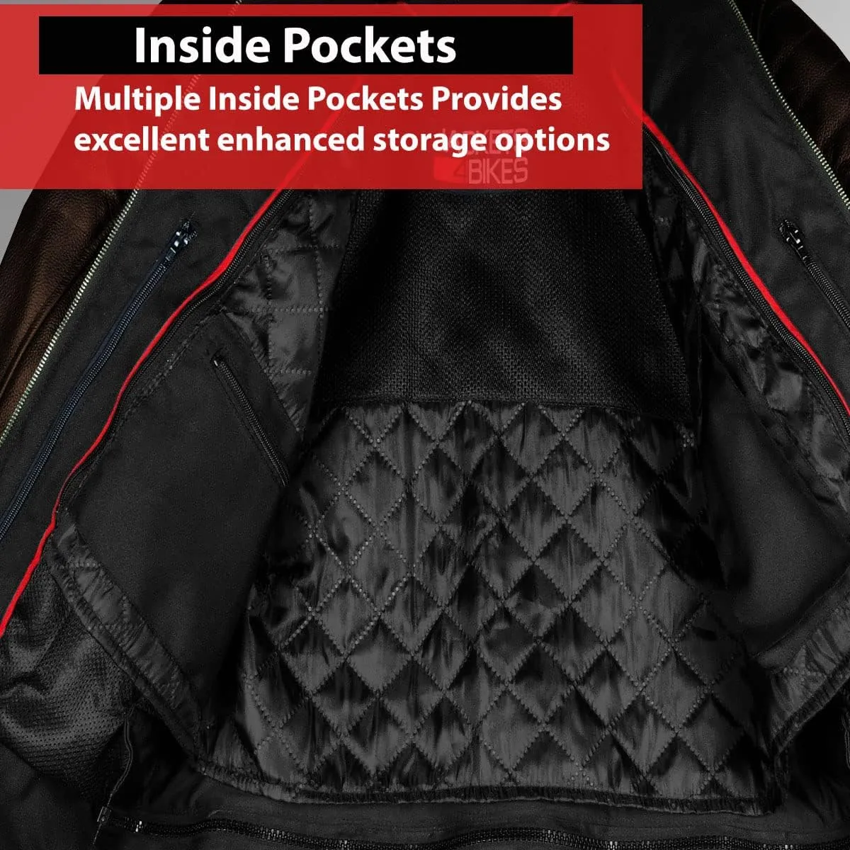 Men's REVOLT Premium Buffalo Natural Leather Motorcycle Jacket - CE Armor, Vented, Removable Liner, Concealed Carry Pockets - Cruiser Retro Touring Biker Jacket Brown XL