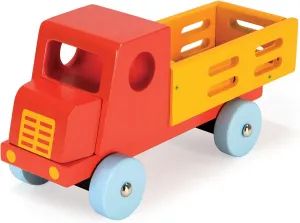 Mentari Toys - Red Truck - Vibrant Classic Wooden Toy Truck with Opening Trailer and Rotating Wheels - Easy to Grasp - Encourages Imaginative Play, Motor Skills, and Hand-Eye Coordination - Age 3 