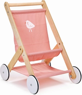 Mentari Toys - Baby Doll Stroller - Sturdy Wooden Toy Stroller with Rubber Trimmed Wheels - Pretend Play Baby Doll Accessories - Develop Empathy and Coordination in Little Walkers - Age 3 