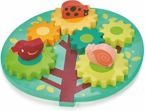 Mentari Toys - Tree Gears and Cogs - Wooden Puzzle Toy for Toddlers - Colorful Spinning Cogs with Animal Characters - Boosts Fine Motor Skills and Coordination - Educational Toy - Age 18m 