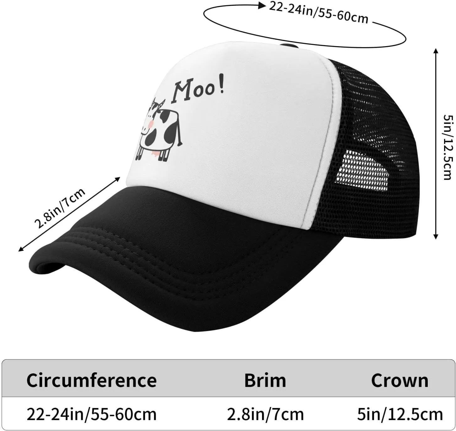 Mesh Dad Hat Adjustable Washed Cute Cow Moo Baseball Dad Cap Funny Distressed Ball Trucker Cap for Women Men