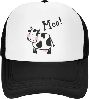 Mesh Dad Hat Adjustable Washed Cute Cow Moo Baseball Dad Cap Funny Distressed Ball Trucker Cap for Women Men