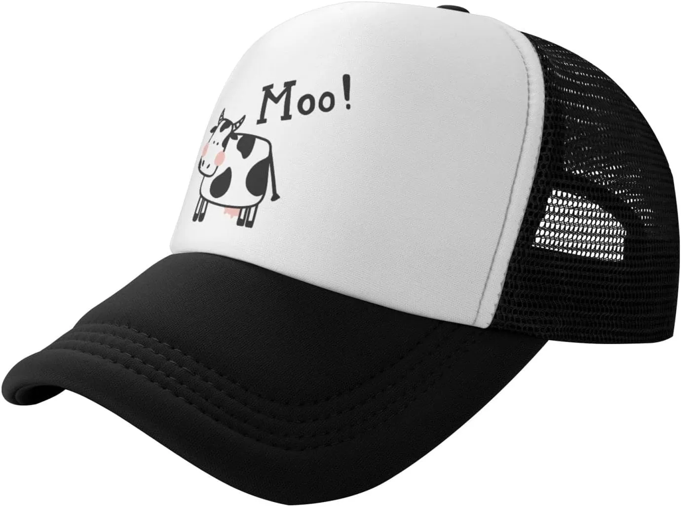 Mesh Dad Hat Adjustable Washed Cute Cow Moo Baseball Dad Cap Funny Distressed Ball Trucker Cap for Women Men