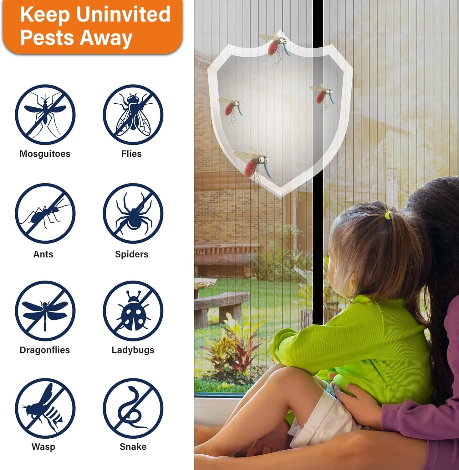 Mesh Screen with Magnetic Closure-Keeps Bugs Out Let Breeze in, Heavy Duty - Pet and Kid Friendly, Works with Front, Sliding Doors (38 x 82 Inch)