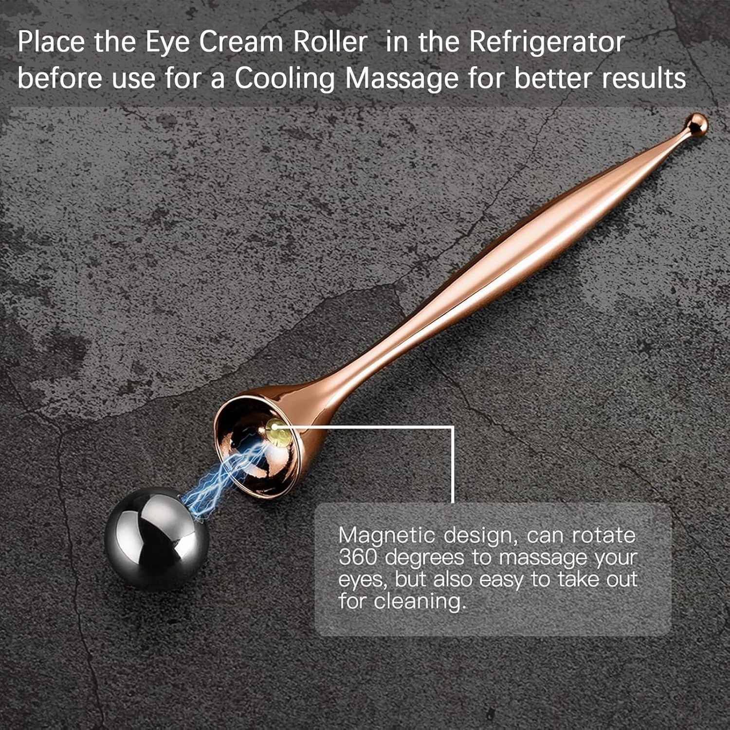 Metal Eye Cream Roller Wand, Facial Roller Massager,Facial Massager Tool for Applicator,Reduce Puffiness,Eye Wrinkles,Face Lift,Increase Firmness,Skin Tightening