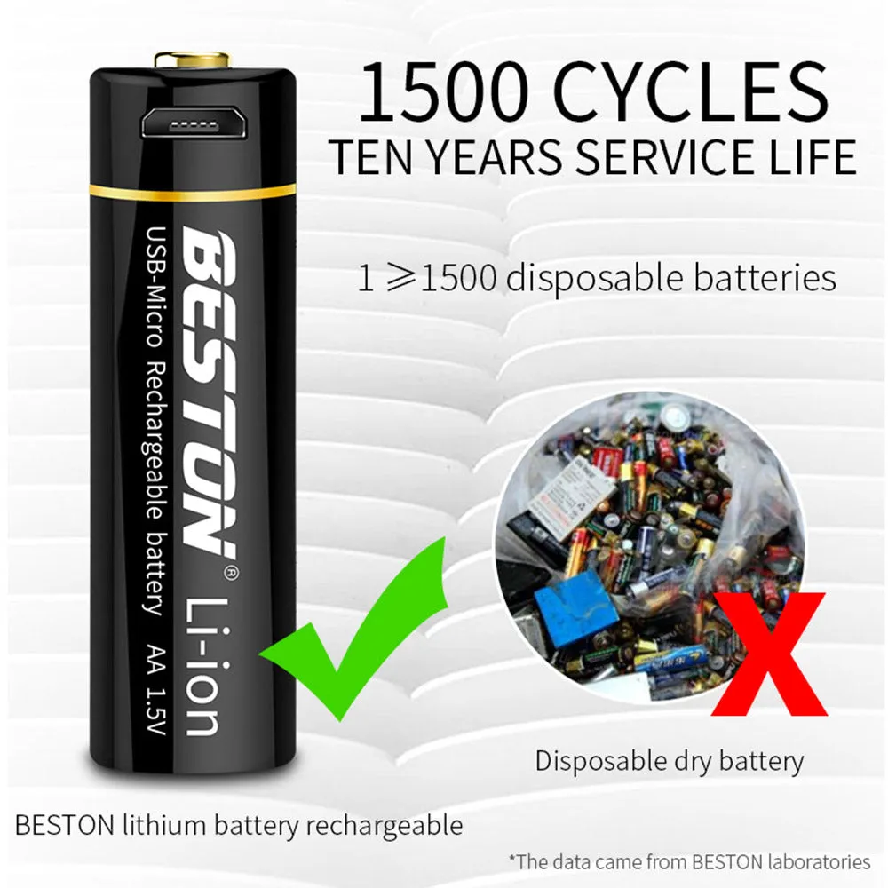 Micro USB 1.5V Li-ion BESTON  Rechargeable AA Battery for Toys