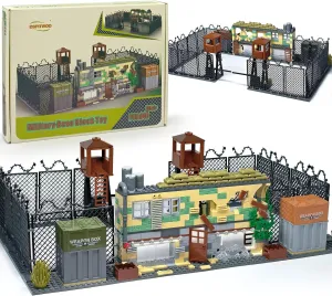 Military Base Building Block Toy for Army War Accessories, Command Center with Guard Tower Wire Fence and Weapon Box for Soldier Minifigure Building Kit Toy Gift for Kids 8 10 12 14 Years (640pcs)