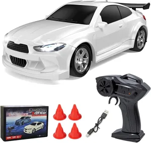 Mini Desktop RC Drift Car, 1:64 Scale 4WD High-Speed 2.4Ghz Remote Control Racing Sports Car with LED Lights for Adults Hobbyists
