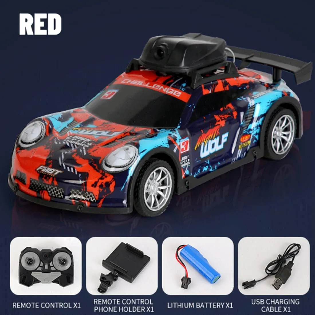 Mini HD Camera RC Car with App Control, 2.4GHz 4CH RC Drift Car with LED Light, RC Racing Toys Hobbyist Gift