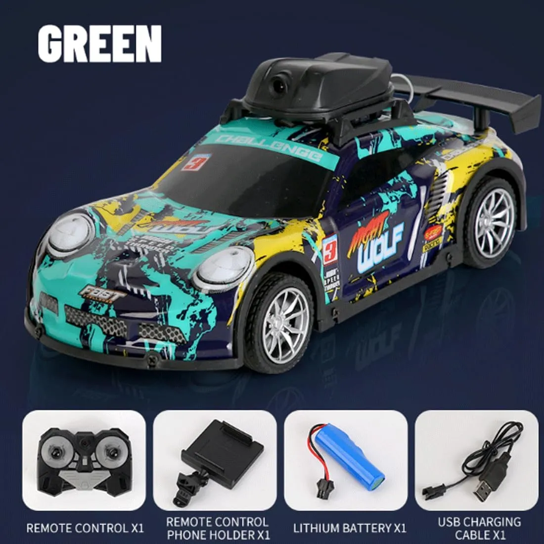 Mini HD Camera RC Car with App Control, 2.4GHz 4CH RC Drift Car with LED Light, RC Racing Toys Hobbyist Gift