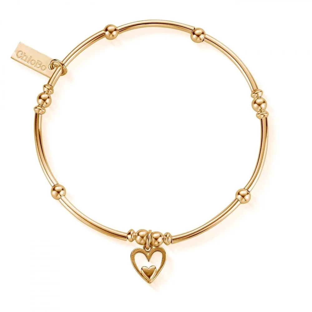 Mini Noodle Ball Heart In Heart Bracelet - Gold - GBMNB1092