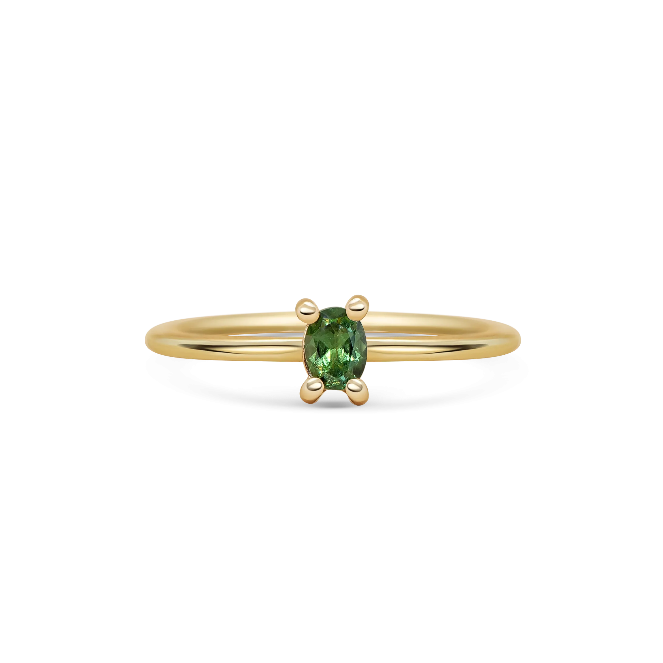 Mini Oval Green Sapphire Promise Ring