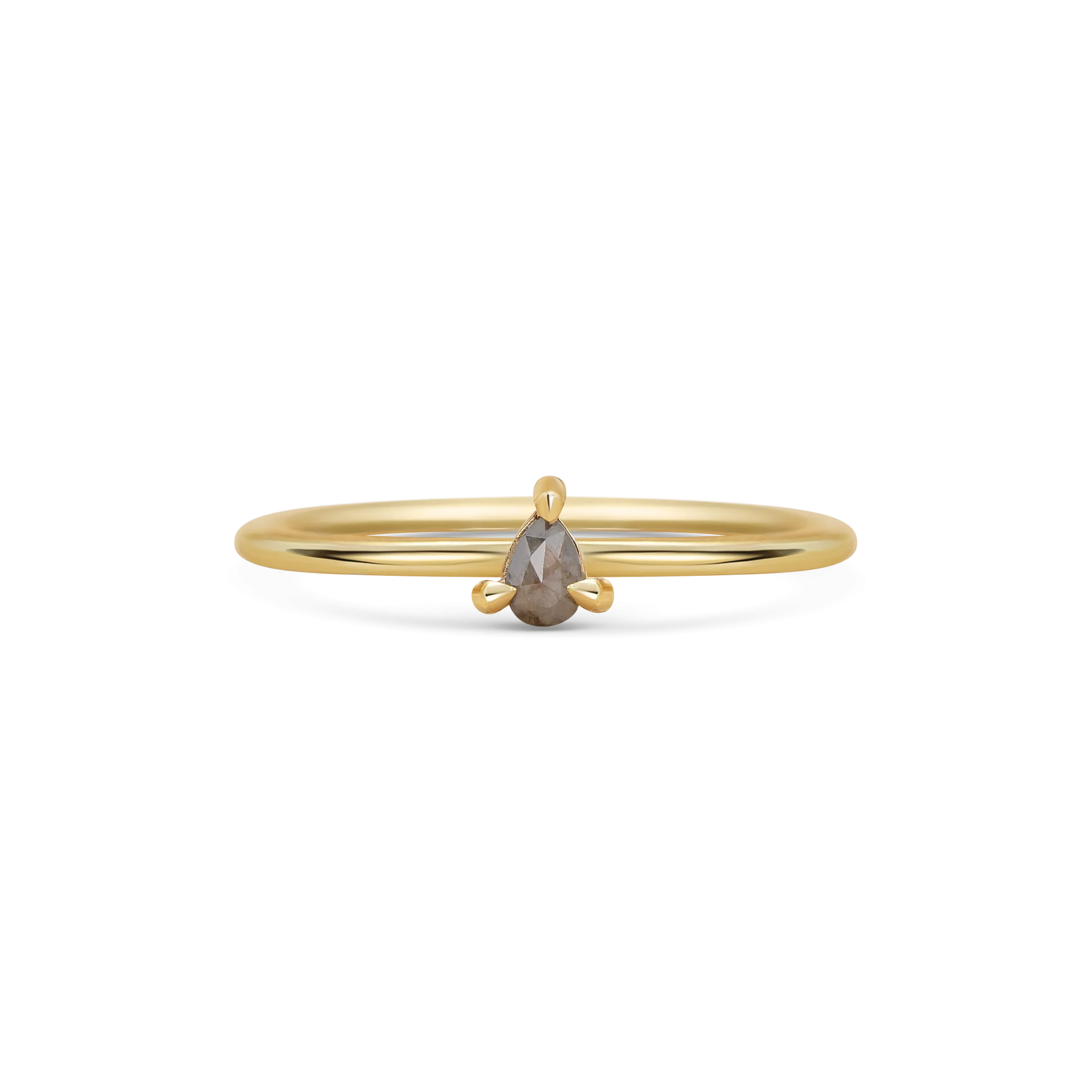 Mini Pear Grey Diamond Promise Ring