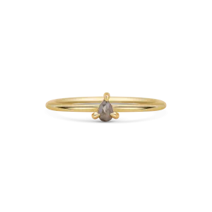 Mini Pear Grey Diamond Promise Ring