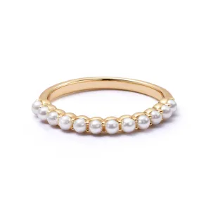 Mini Pearl Band Ring 18ct Gold Plate