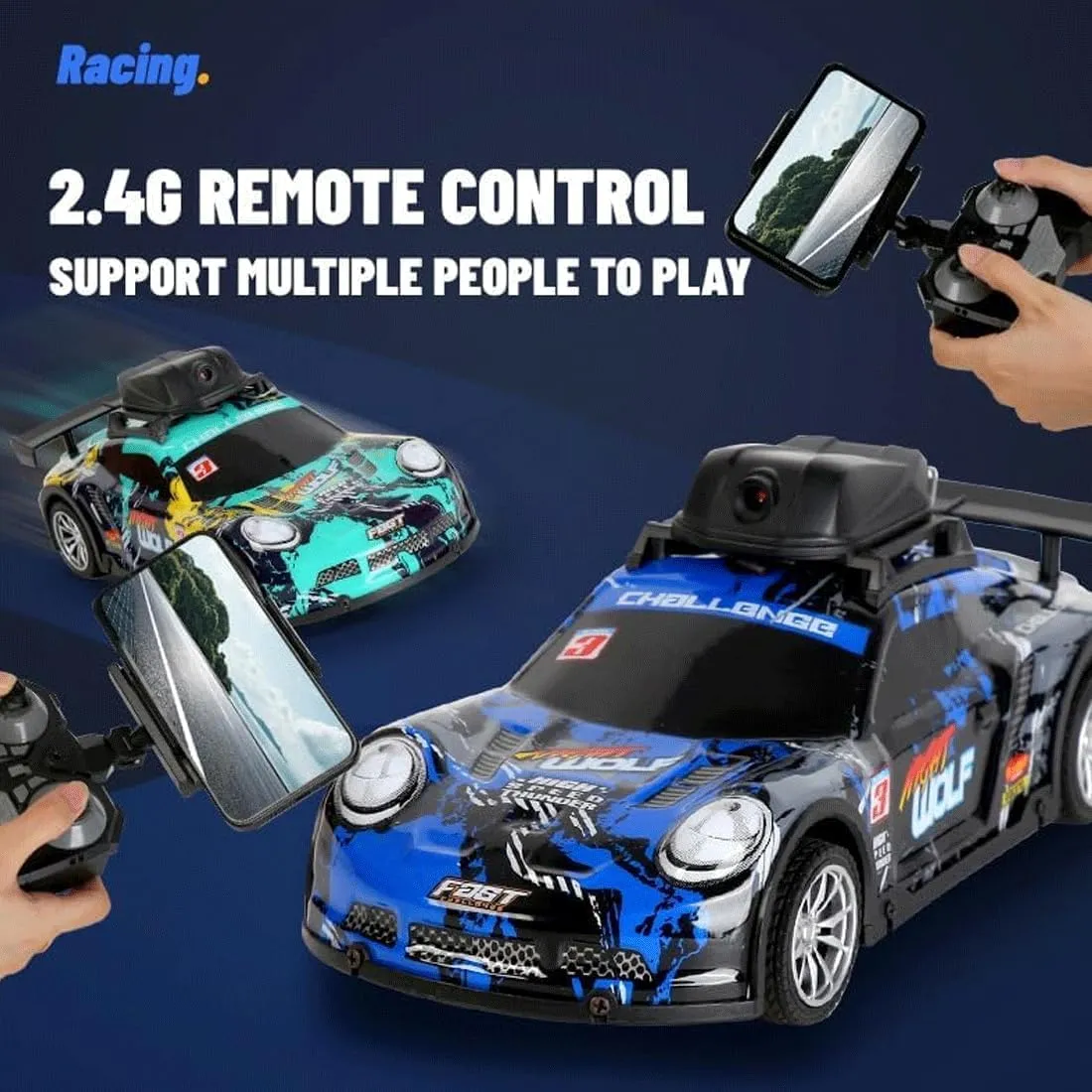 Mini RC Drift Car for Adult, 2.4G 4CH Remote Control Drift Car, 4WD Electric RC Racing Cars with HD Camera & LED Light