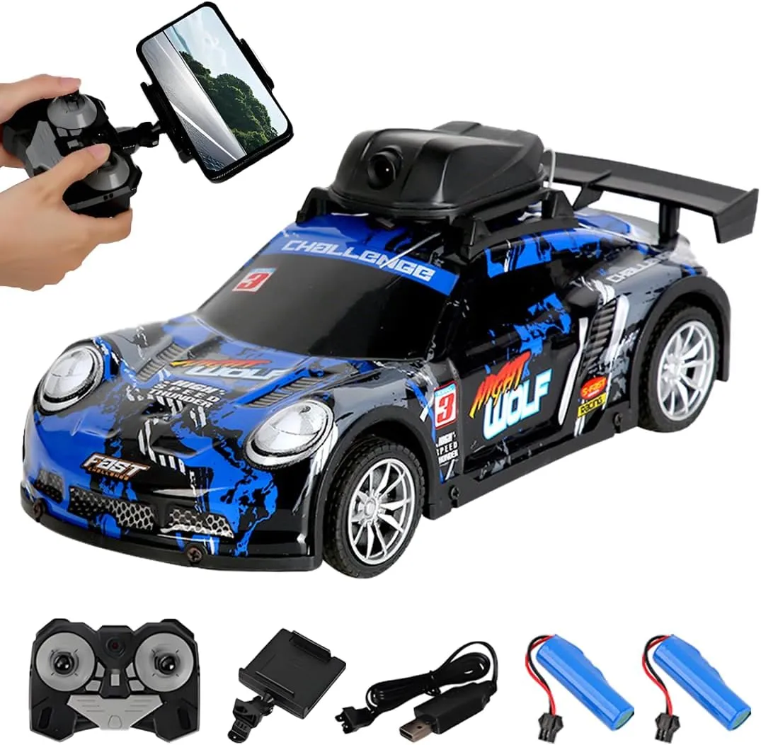 Mini RC Drift Car for Adult, 2.4G 4CH Remote Control Drift Car, 4WD Electric RC Racing Cars with HD Camera & LED Light