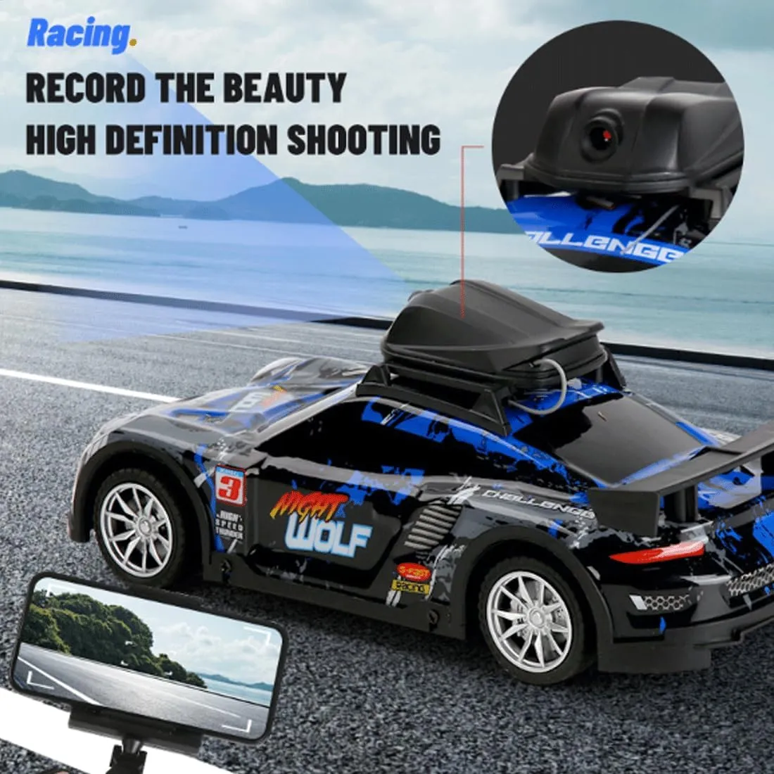Mini RC Drift Car for Adult, 2.4G 4CH Remote Control Drift Car, 4WD Electric RC Racing Cars with HD Camera & LED Light