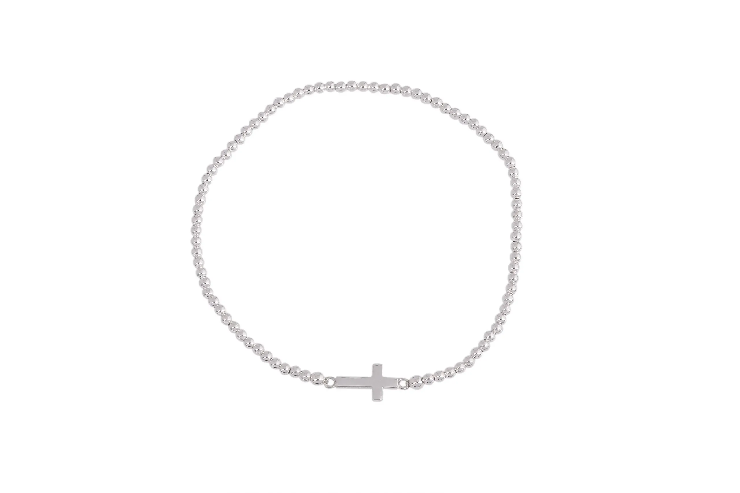 Mini side cross bracelet silver