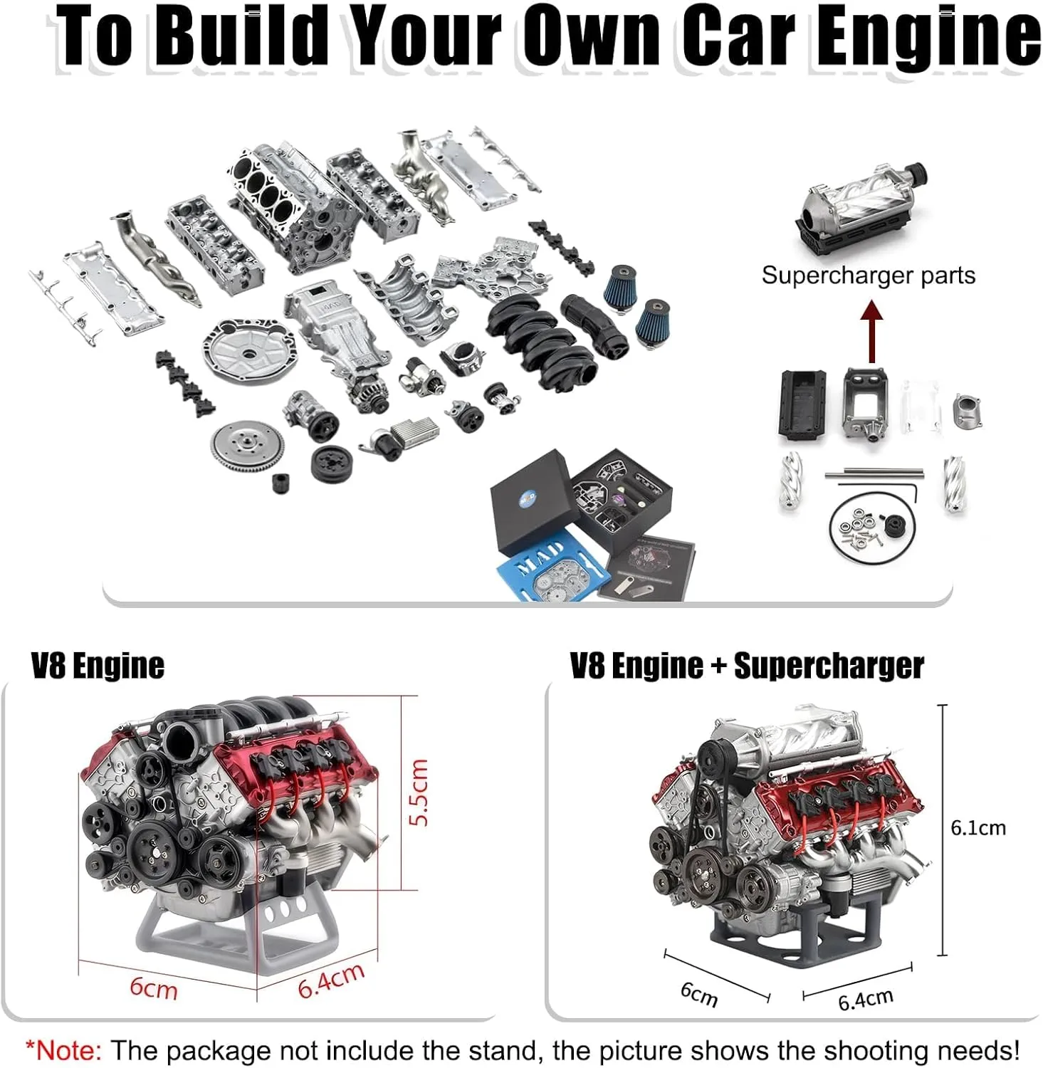 Mini V8 Engine Kits That Runs,89%-Gasoline Ohv V8 Small-Block Engine Model Kits, Build Your Own Stem V8 Model Engine for Adults,Mini V8 Model Engine Kit (red)