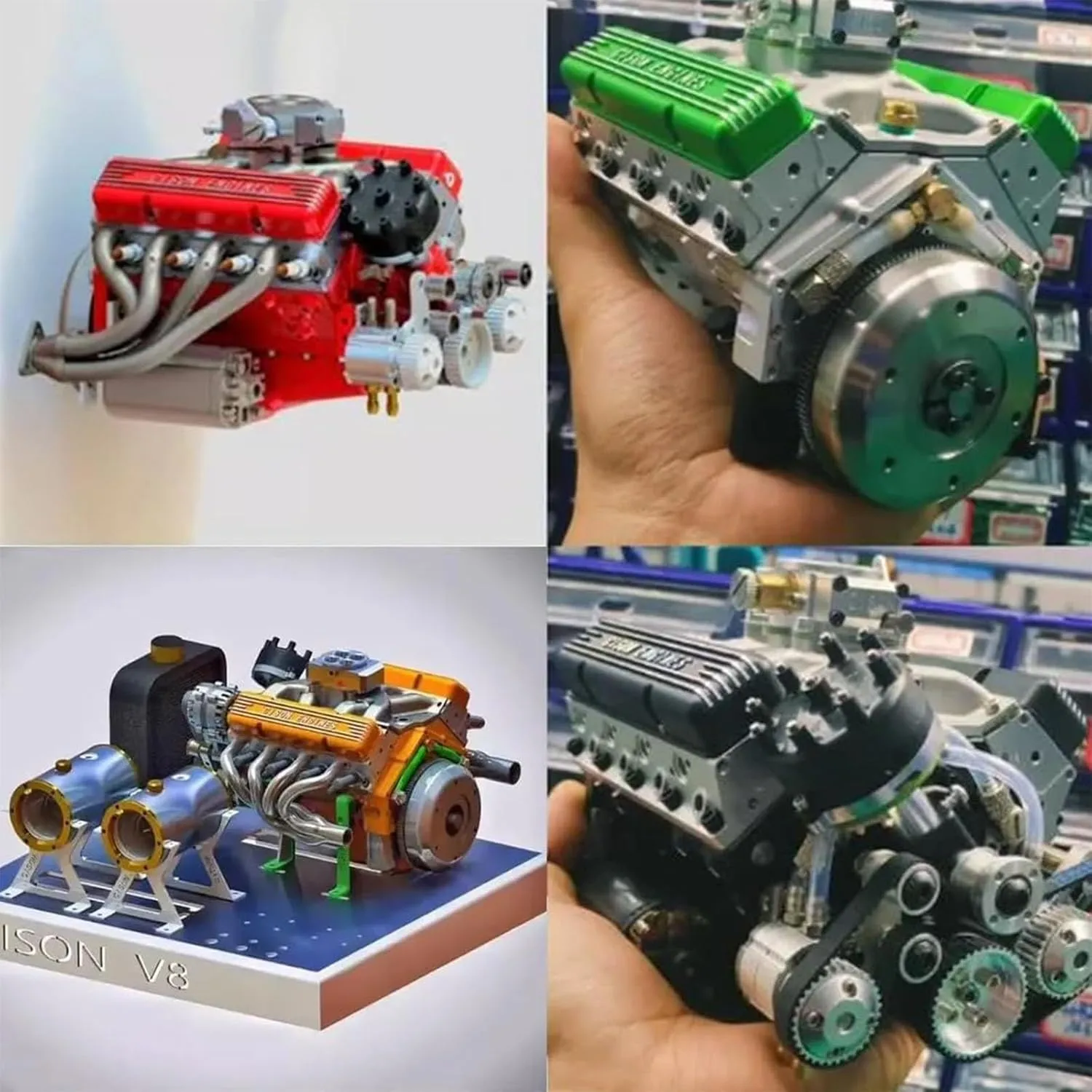 Mini V8 Engine Kits That Runs,89%-Gasoline Ohv V8 Small-Block Engine Model Kits, Build Your Own Stem V8 Model Engine for Adults,Mini V8 Model Engine Kit (red)